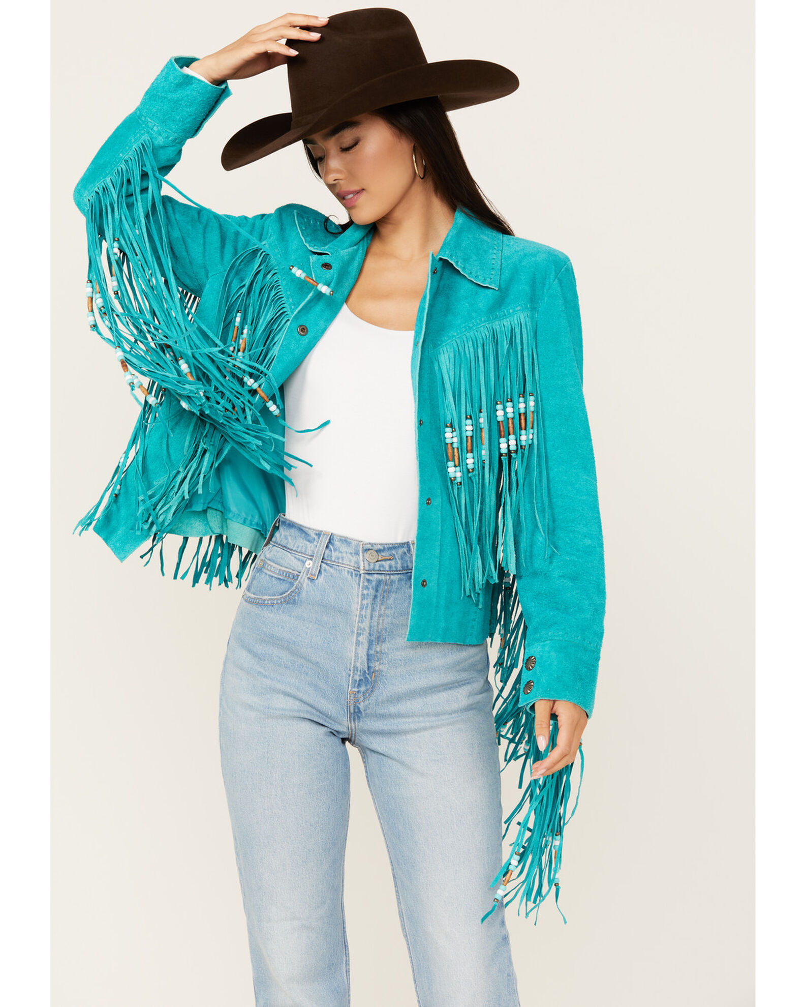 Turquoise 2025 fringe jacket