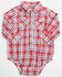 Image #1 - Wrangler Infant Boys' Plaid Print Long Sleeve Snap Onesie, Red, hi-res