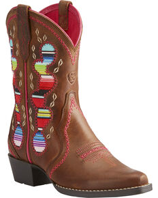 Ariat Girls' Brown Desert Diva Leather Boots - Snip Toe , Brown, hi-res
