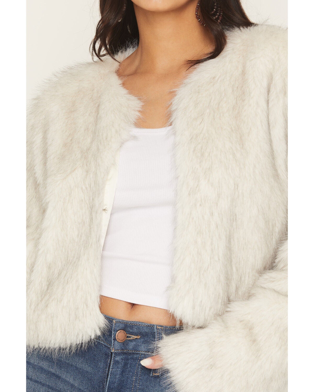 Image #3 - Shyanne Women's Faux Fur Cropped Jacket, Cream, hi-res