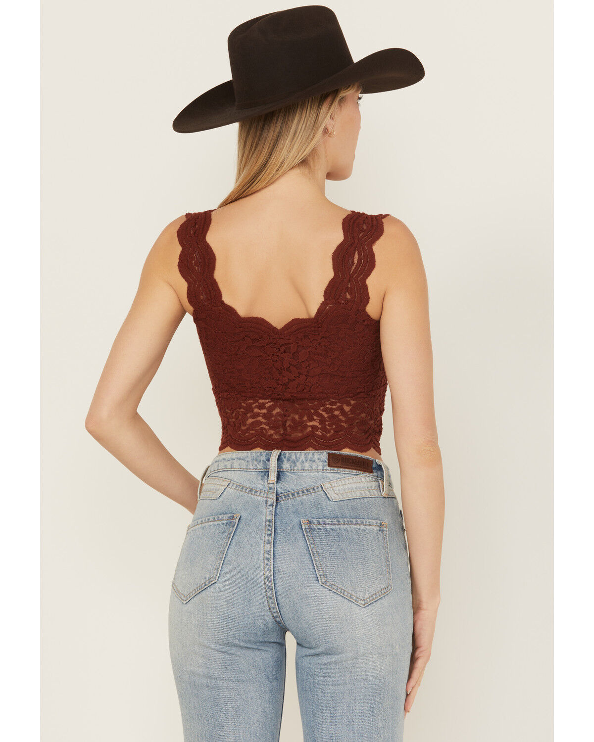 Image #4 - Shyanne Women's Fitted Stretch Lace Cami, Mahogany, hi-res