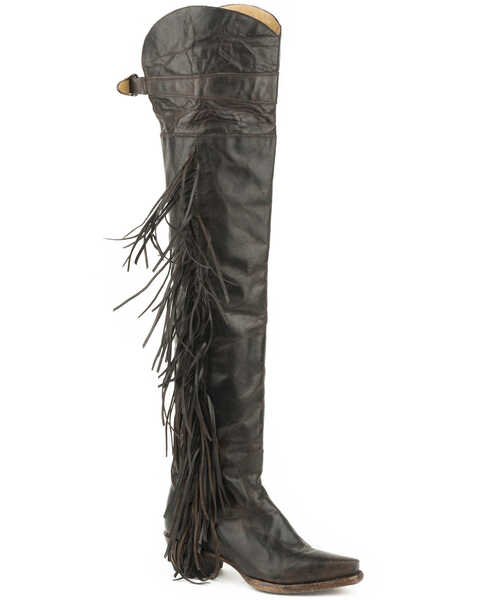 Image #1 - Stetson Women's Black Glam Over The Knee Boots - Snip Toe , Brown, hi-res
