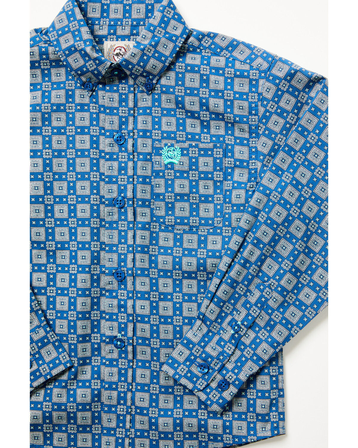 Image #2 - Cinch Toddler Boys' Geo Print Long Sleeve Button-Down Western Shirt, Royal Blue, hi-res