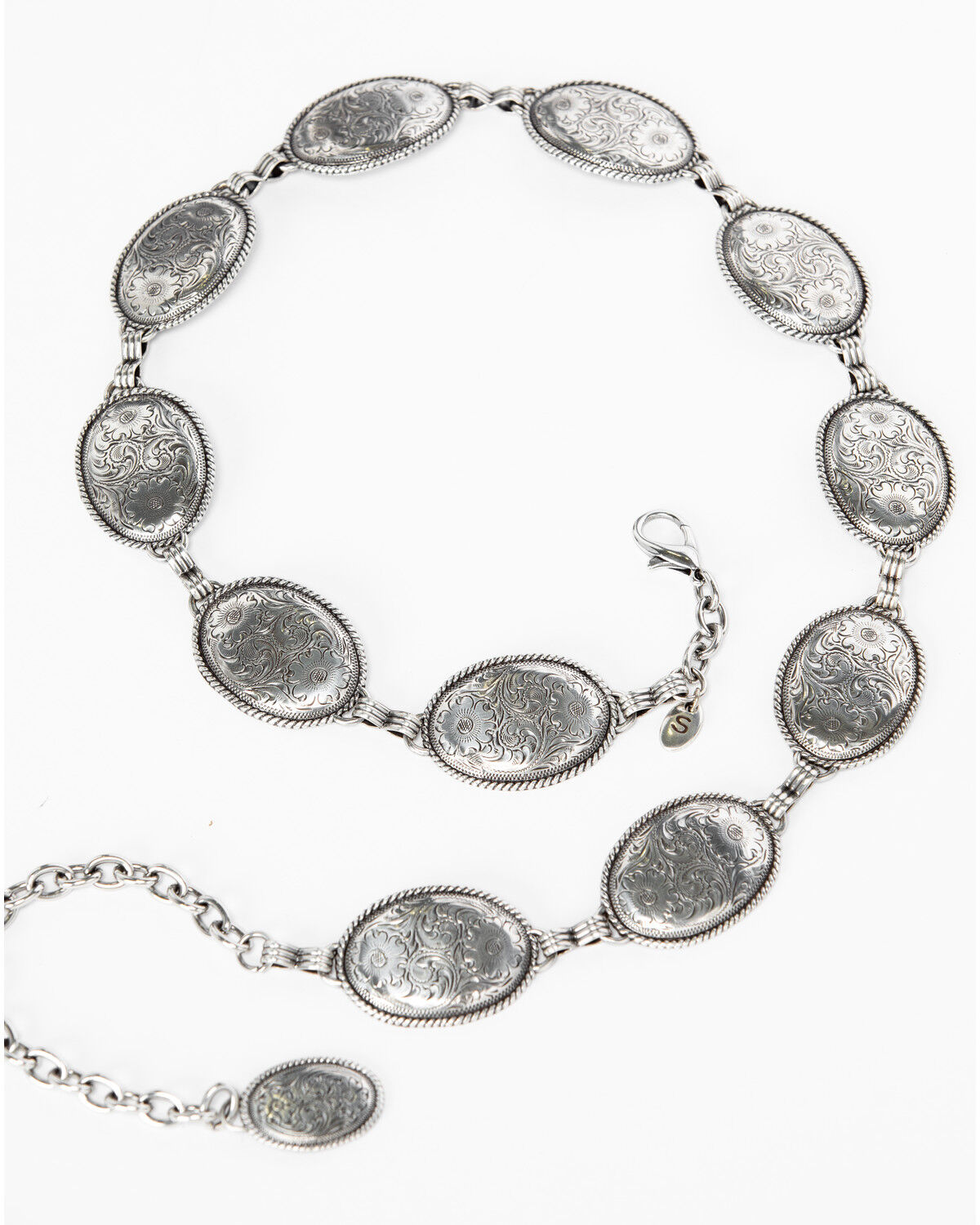 Image #2 - Tony Lama Antiqued Concho Link Hip Belt, Silver, hi-res