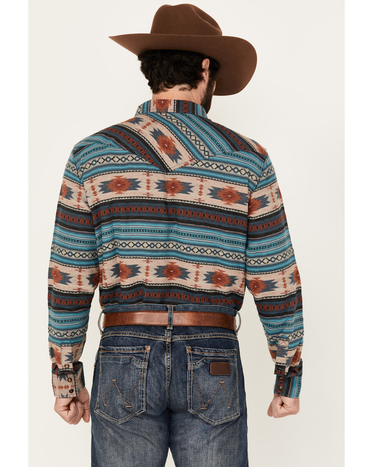 Image #4 - Cody James Men's Bandera Southwestern Striped Long Sleeve Snap Western Shirt, Blue, hi-res
