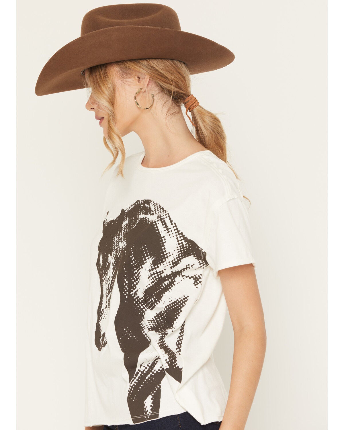 Image #2 - Shyanne Women's Horse Pixel Short Sleeve Graphic Tee, Cream, hi-res