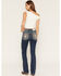 Image #1 - Miss Me Women's Medium Wash Mid Rise Longhorn Pocket Bootcut Stretch Denim Jeans, Medium Wash, hi-res