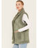 Image #2 - 26 International Women's Suede Sherpa Lined Vest, Sage, hi-res