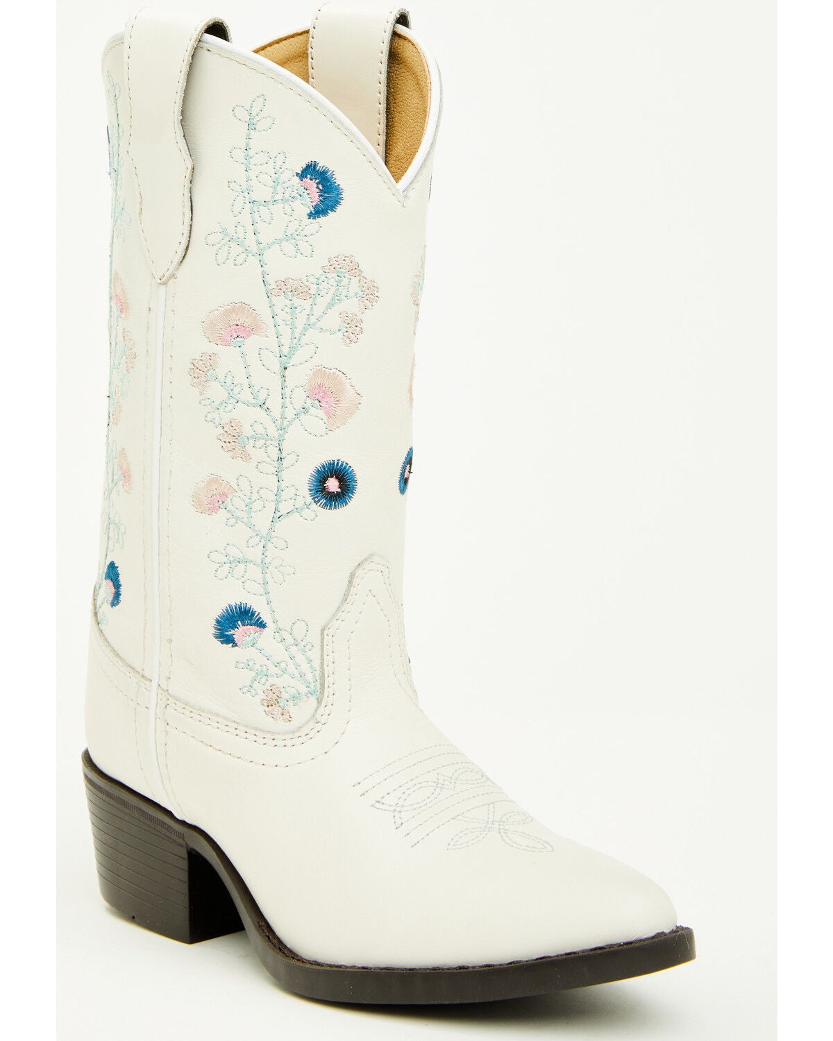 Shyanne Girls' Fleur Western Boots - Round Toe, White, hi-res