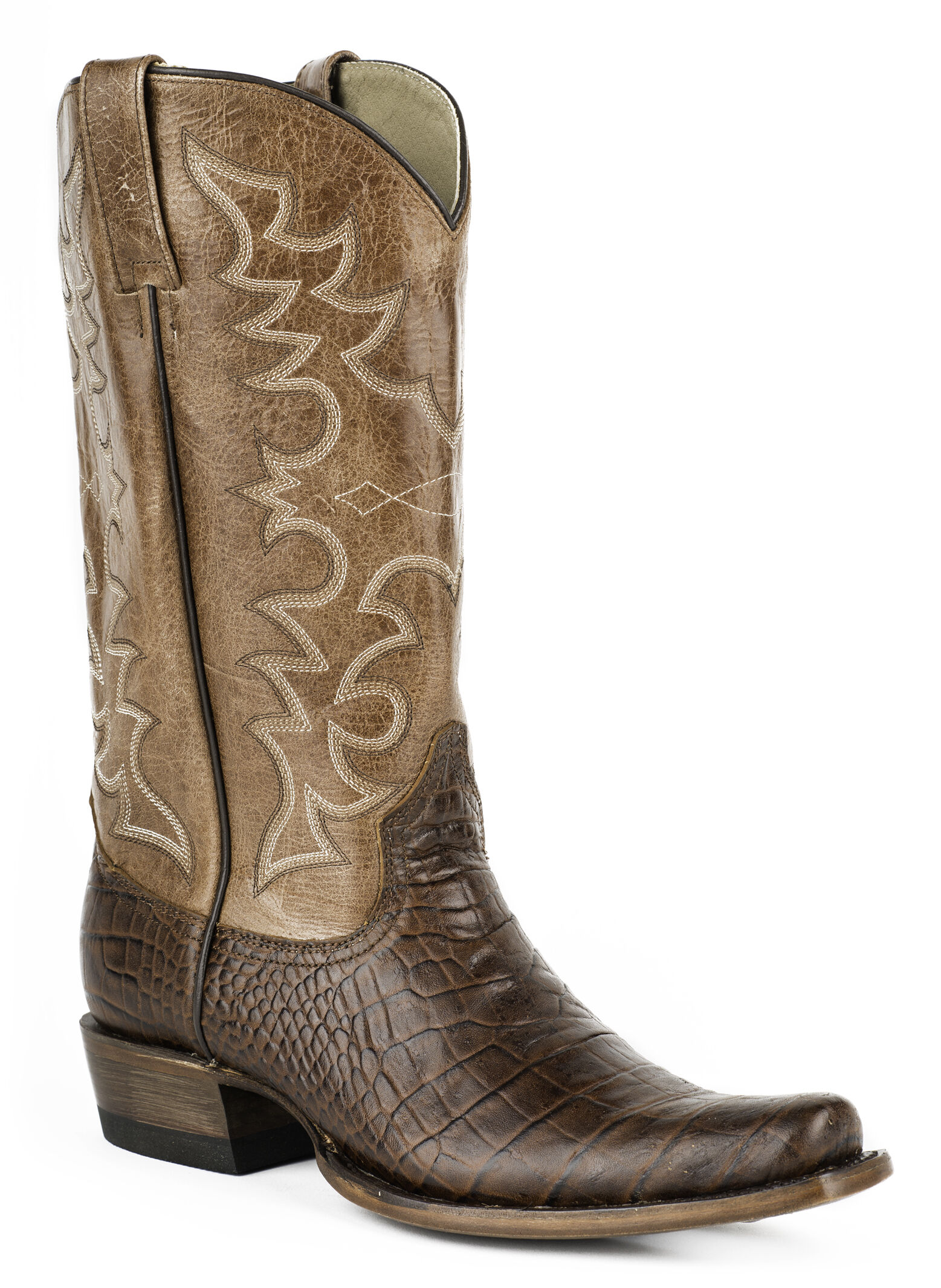 crocodile square toe cowboy boots