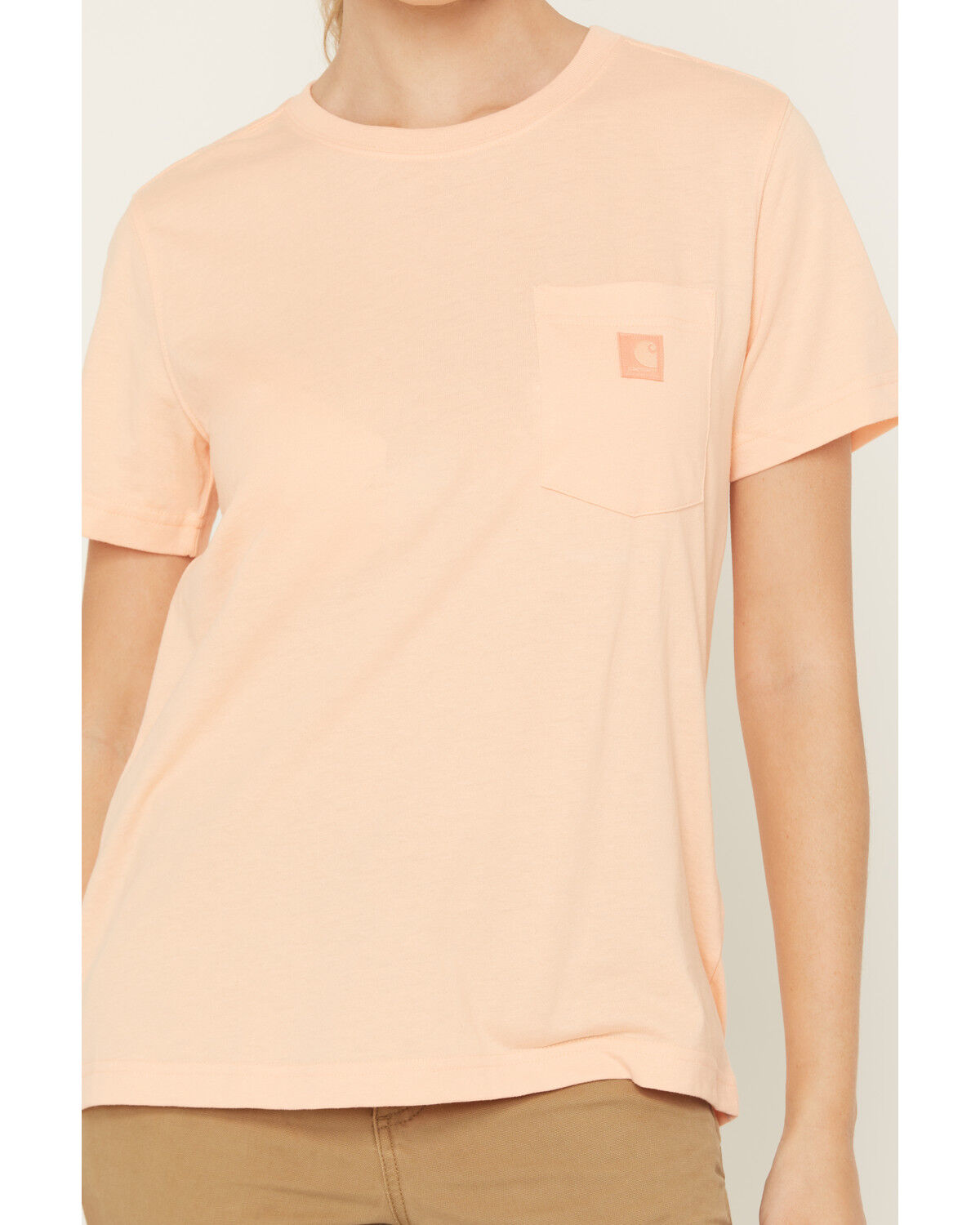 Image #3 - Carhartt Women's Relaxed Fit Lightweight Short Sleeve Pocket Tee, Light Pink, hi-res