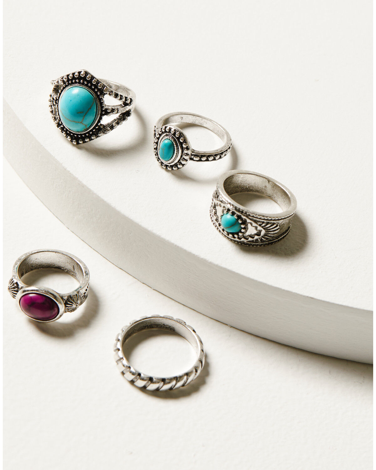 Image #1 - Idyllwind Women's Killean Silver & Turquoise 5-Piece Ring Set, Silver, hi-res