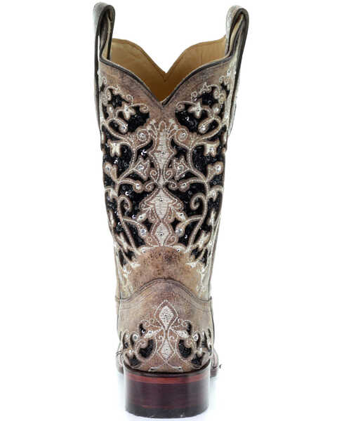 Image #4 - Corral Women's Sequin Inlay Western Boots - Square Toe, Brown, hi-res