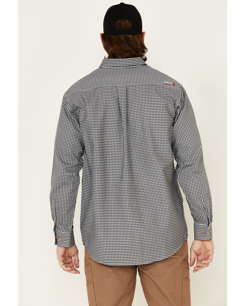 Ariat Men's Flame-Resistant Navy Check Long Sleeve Work Shirt, Blue, hi-res