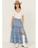Image #1 - Angie Women's Crochet Trim Tiered Skirt, Blue, hi-res