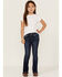 Image #1 - Shyanne Little Girls' Feather Dreamcatcher Embroidered Pocket Bootcut Jeans, Blue, hi-res