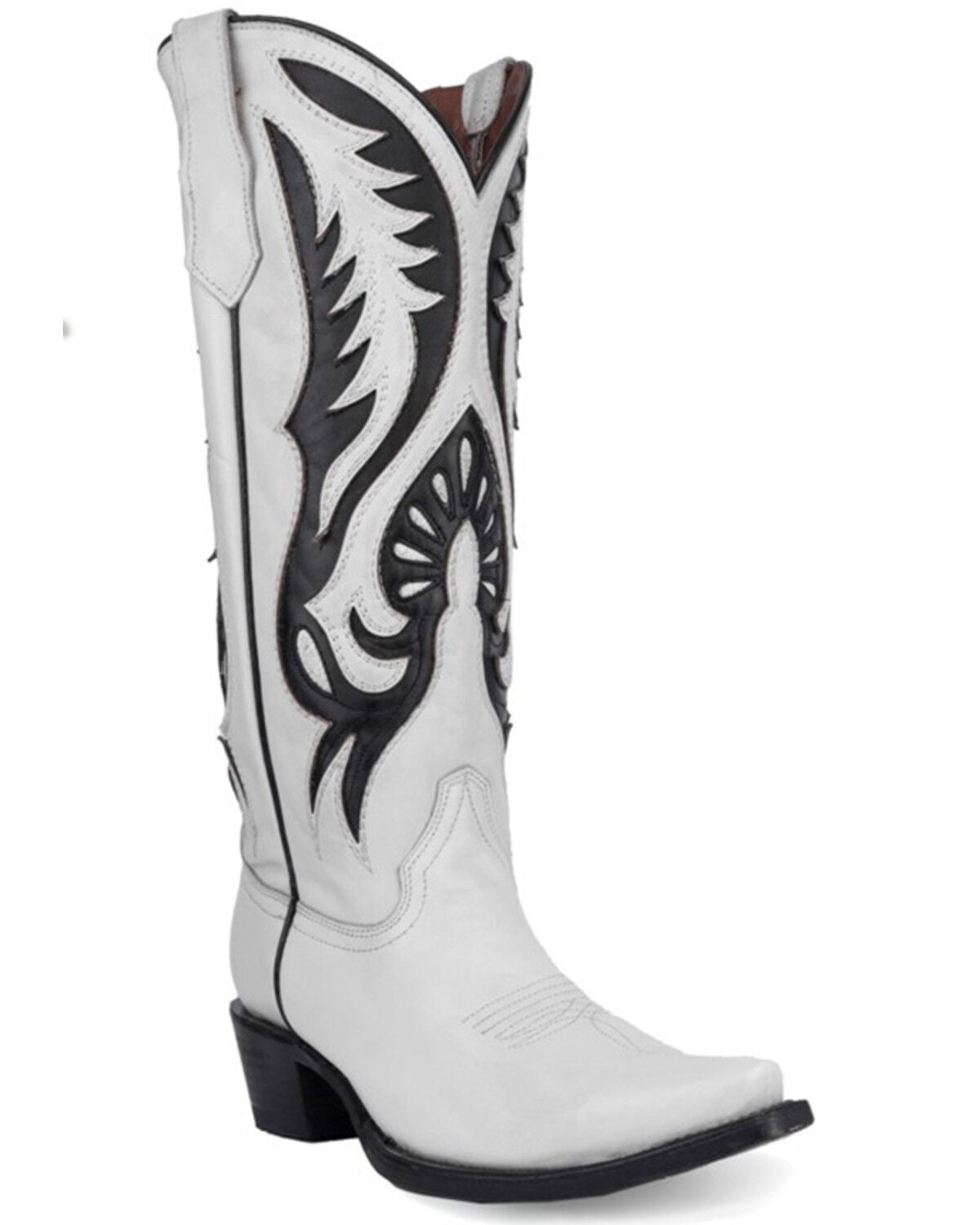 Circle G Women's Inlay Western Boots - Snip Toe, White, hi-res