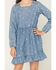 Image #3 - Wrangler Girls' Horseshoe Print Denim Dress, Blue, hi-res