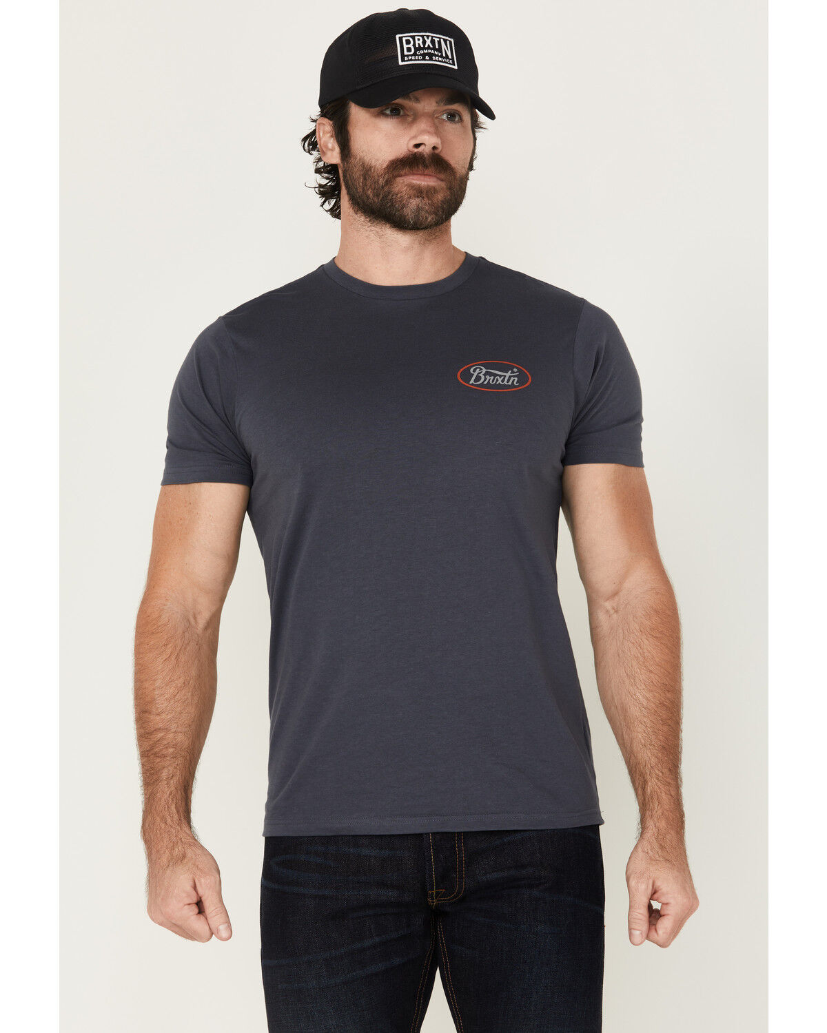 Image #2 - Brixton Men's Parsons Logo Short Sleeve Graphic T-Shirt, Blue, hi-res