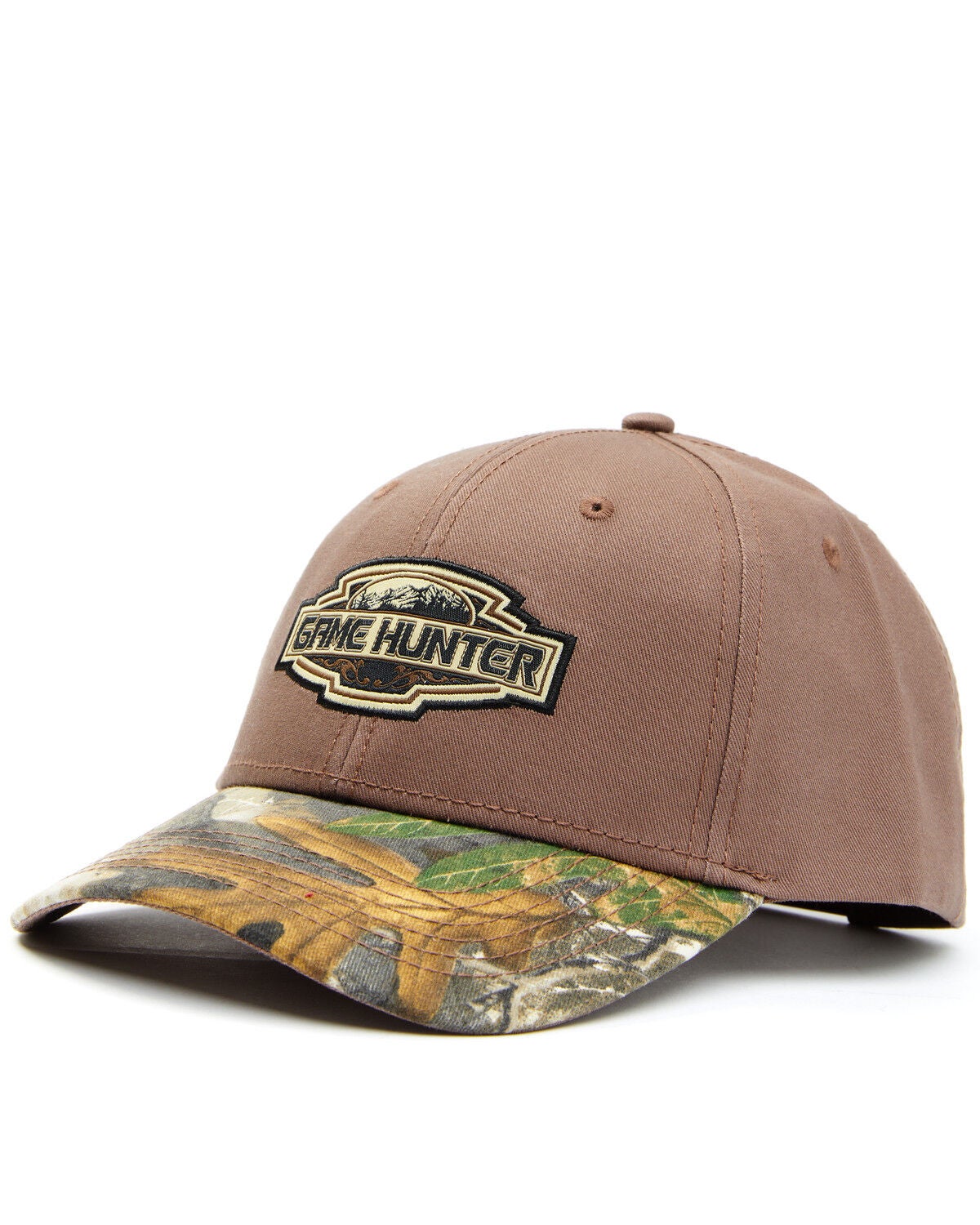 H3 Sportgear Men's Camo Print Game Hunter Logo Ball Cap, Brown, hi-res