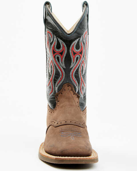 Image #4 - Old West Boys' Embroidered Western Boots - Square Toe, Brown, hi-res