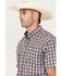 Image #2 - Cinch Men's Plaid Print Short Sleeve Button-Down Western Shirt, Purple, hi-res