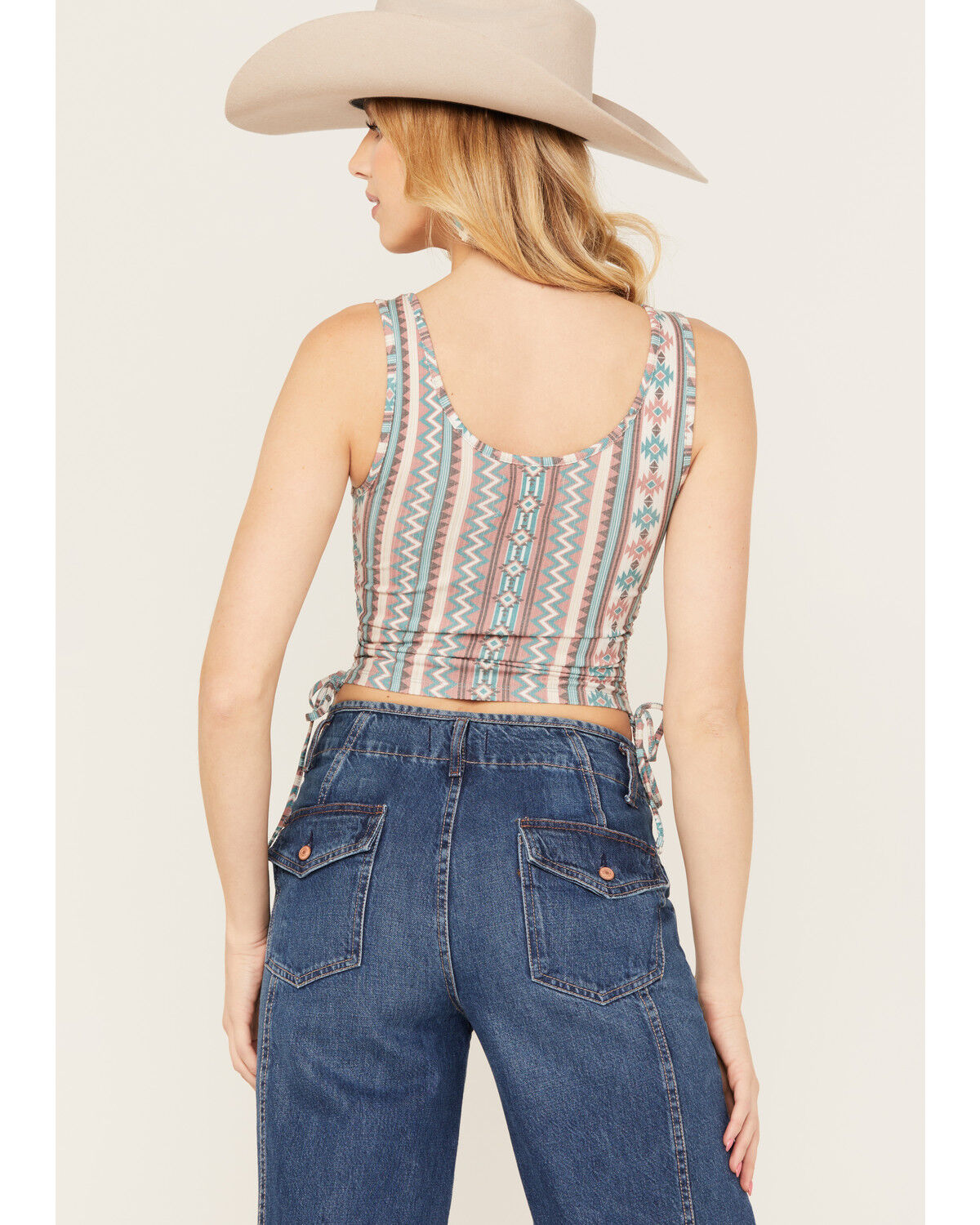 Image #4 - Panhandle Women's Southwestern Print Tank, Turquoise, hi-res