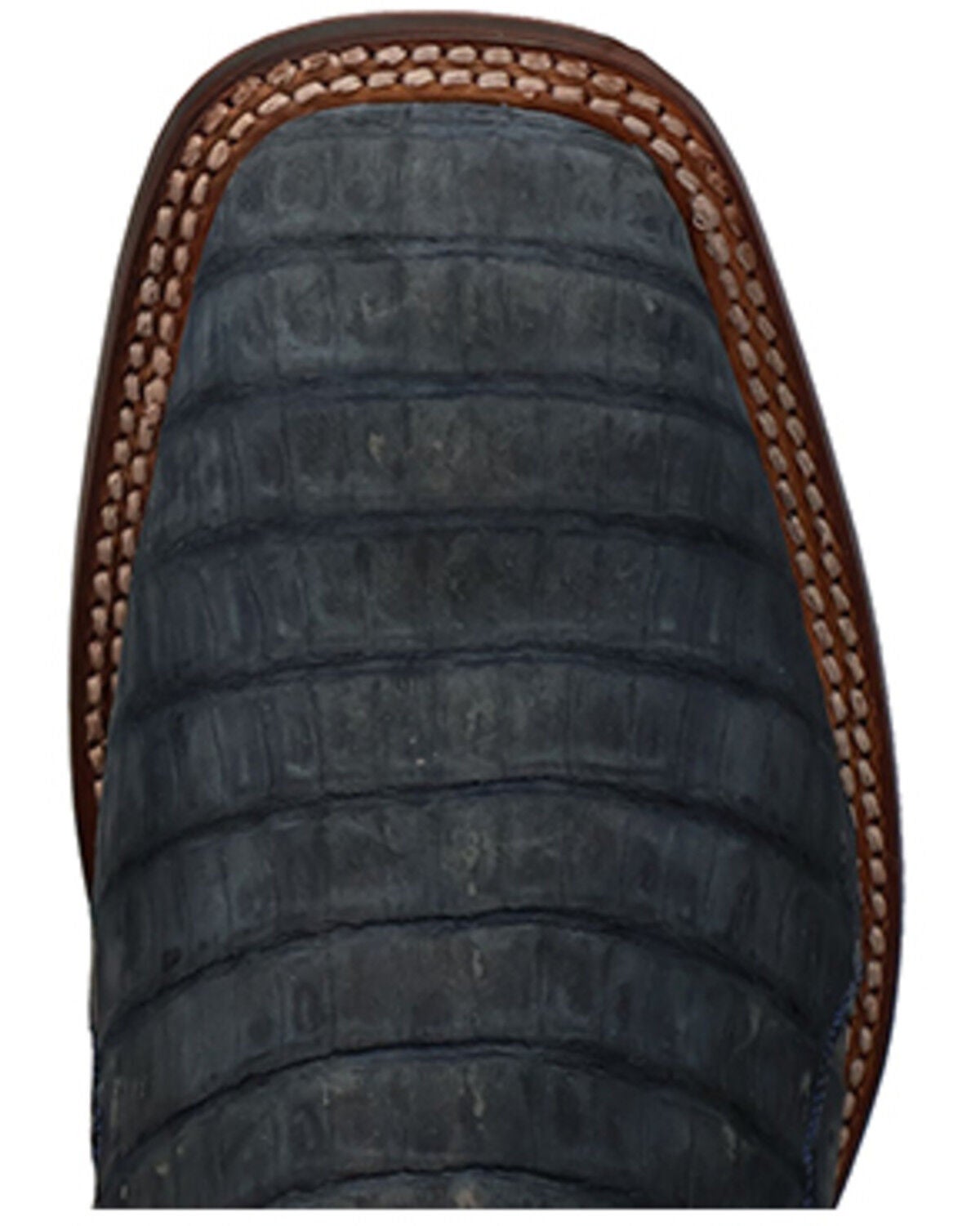 Image #6 - Dan Post Women's Exotic Sueded Caiman Western Boots - Broad Square Toe, Blue, hi-res