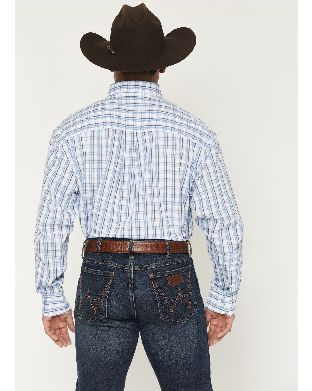 Image #4 - Wrangler Men's Plaid Print Long Sleeve Button-Down Western Shirt - Big, Blue, hi-res