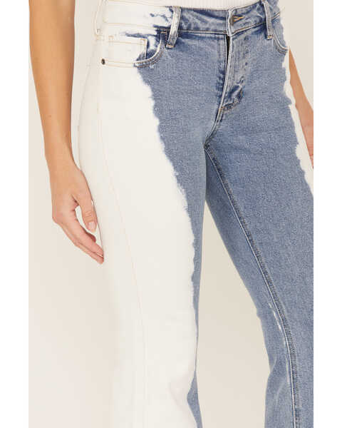 Image #2 - Cello Women's Light Wash Bleached High Rise Flare Jeans, Blue, hi-res