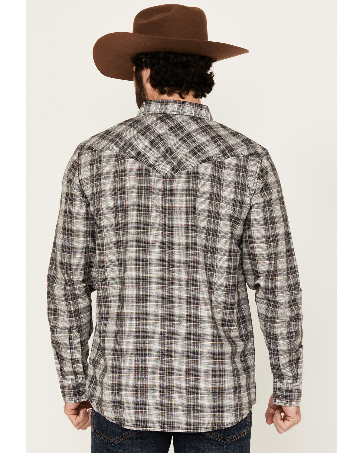 Image #4 - Moonshine Spirit Men's Decibel Plaid Print Long Sleeve Button-Down Western Shirt, Grey, hi-res