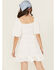 Image #2 - Angie Women's Eyelet Short Puff Sleeve Mini Dress, White, hi-res