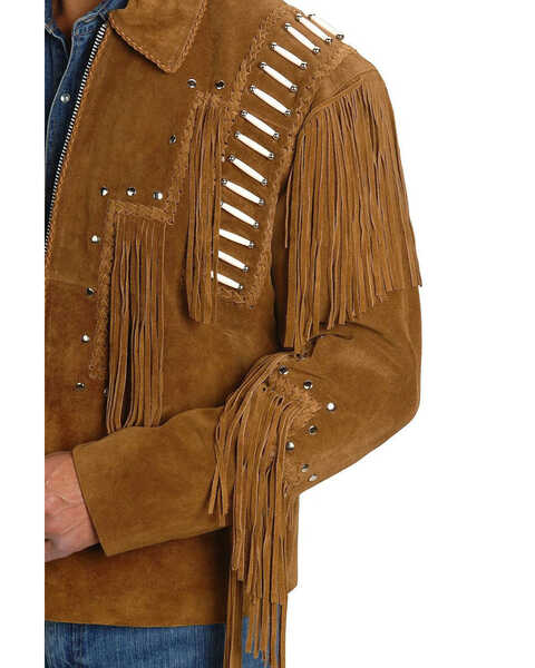 Image #3 - Liberty Wear Bone Fringed Leather Jacket - Big & Tall, Dark Brown, hi-res