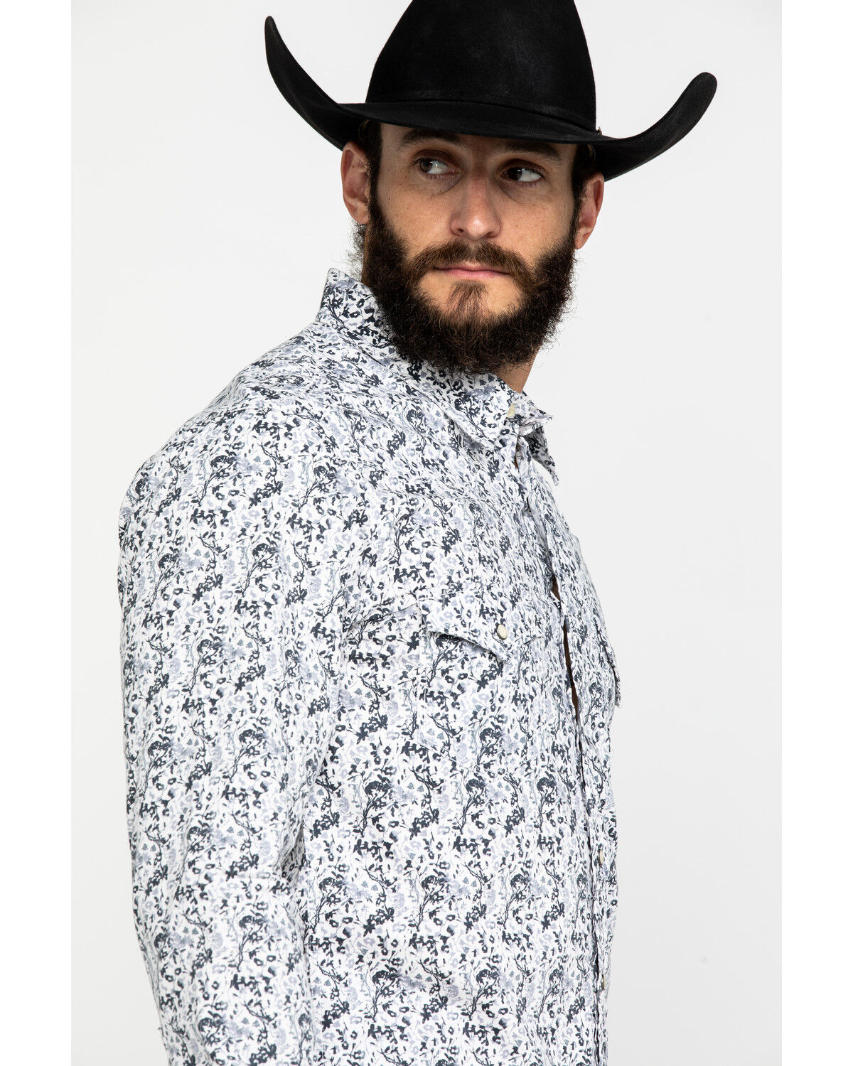 Image #5 - Rock & Roll Denim Men's Crinkle Washed Print Long Sleeve Western Shirt, White, hi-res