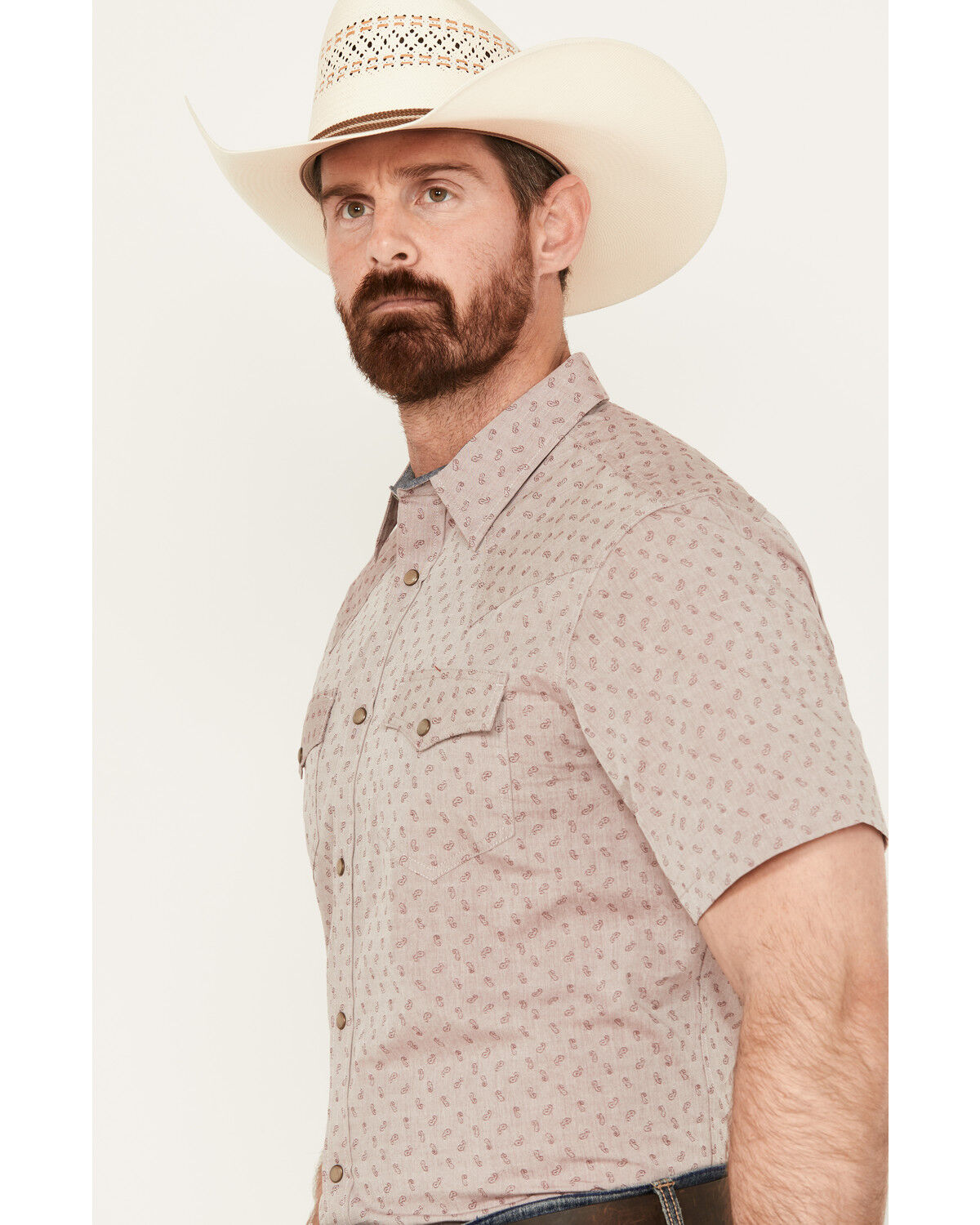 Image #2 - Cody James Men's Micro Paisley Print Short Sleeve Snap Western Shirt, , hi-res