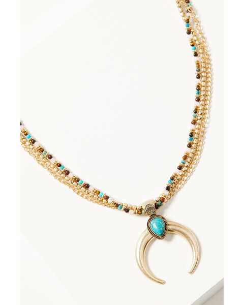 Shyanne Women's Golden Hour Crescent Three-Strand Necklace, Turquoise, hi-res