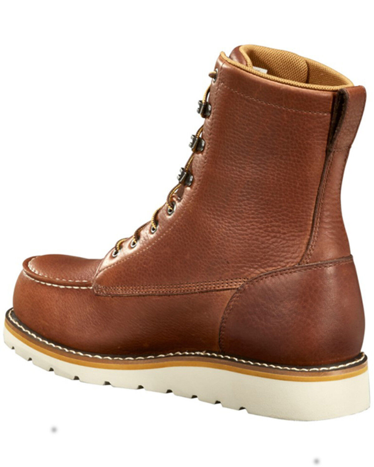 Image #2 - Carhartt Men's Waterproof 8" Lace-Up Wedge Work Boots - Steel Toe, Brandy Brown, hi-res