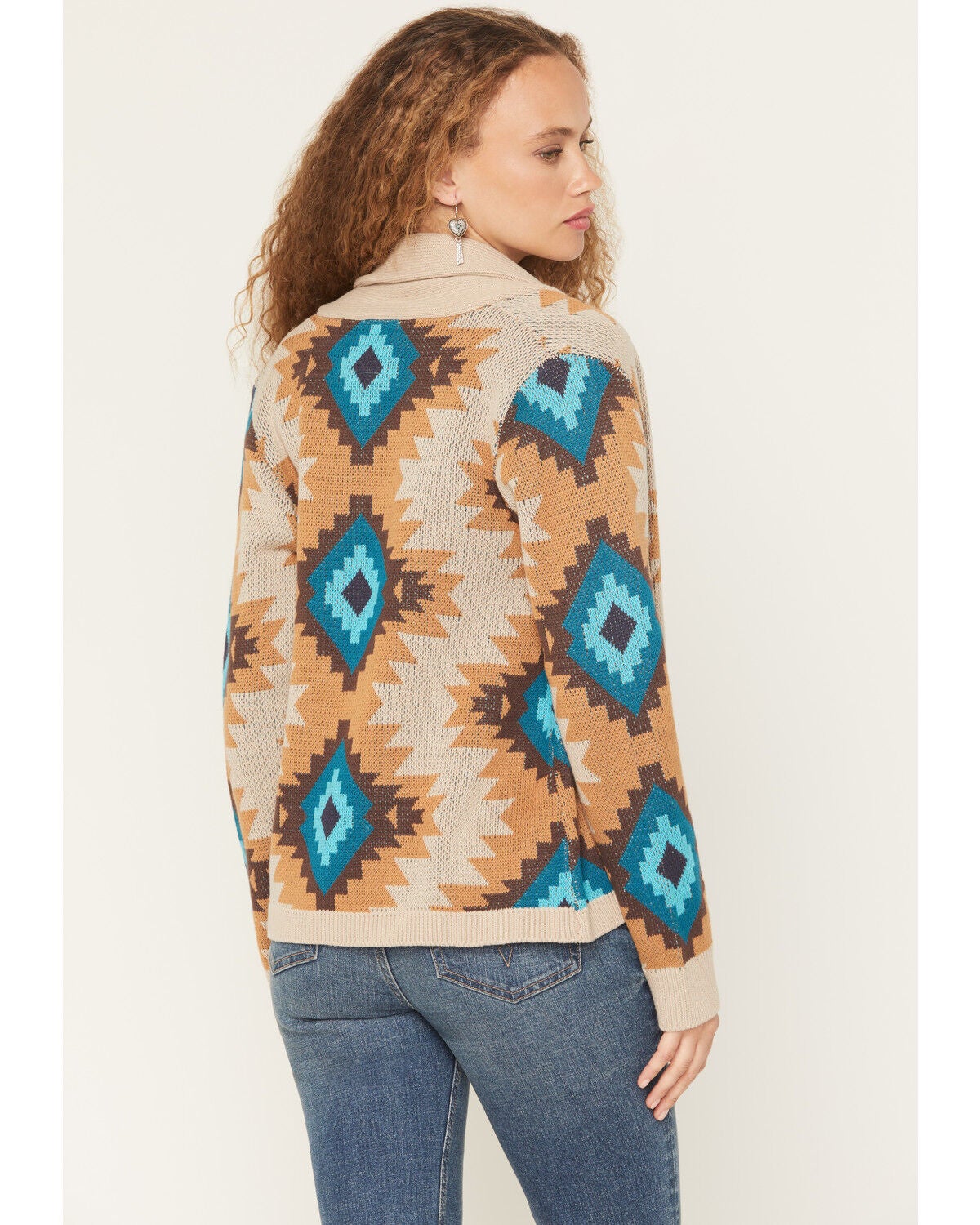 Image #4 - Cotton & Rye Women's Southwestern Button-Down Cardigan, Tan, hi-res