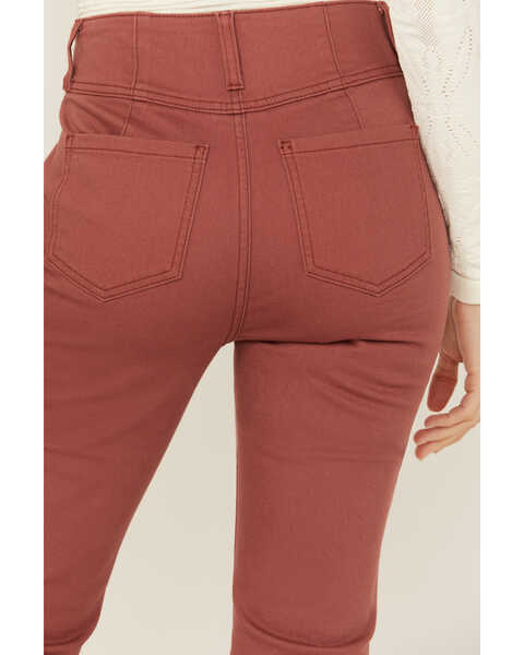 Image #4 - Shyanne Women's Marsala Darted Waist Comfort Stretch Super Flare Jeans , Rust Copper, hi-res