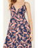 Image #3 - Wild Moss Women's Paisley Print High-Low Maxi Dress, Navy, hi-res