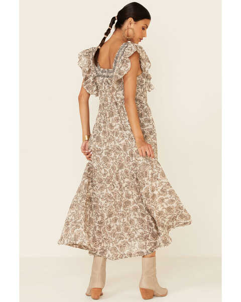 Image #5 - Free People Women's Bonita Floral Print Flutter Sleeve Midi Dress, Natural, hi-res