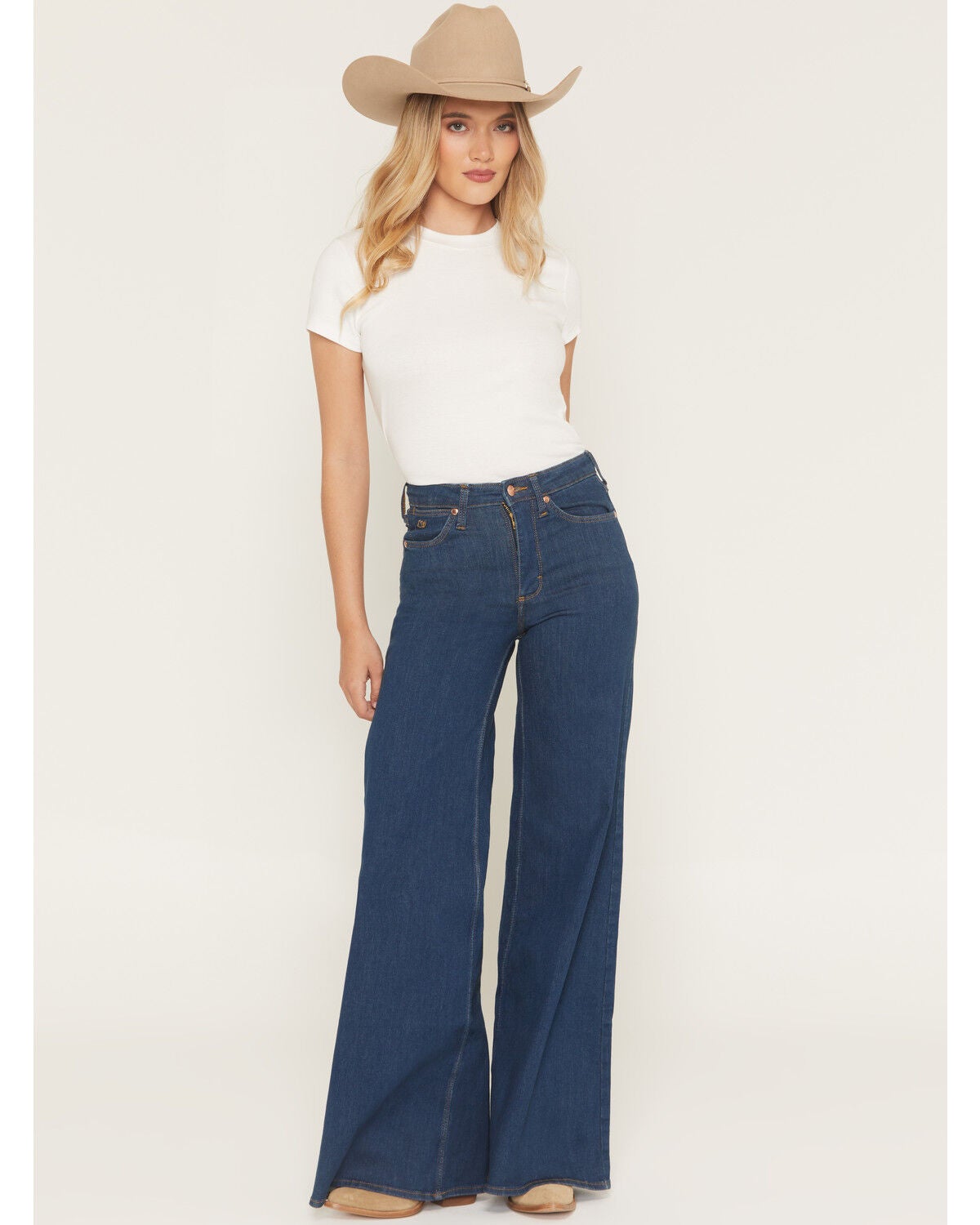 Wrangler X Lainey Wilson Women's Cheeky Wide Leg Stretch Denim Jeans, Blue, hi-res