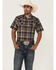 Image #1 - Cody James Men's Rustic Rodeo Plaid Print Short Sleeve Snap Western Shirt, Navy, hi-res