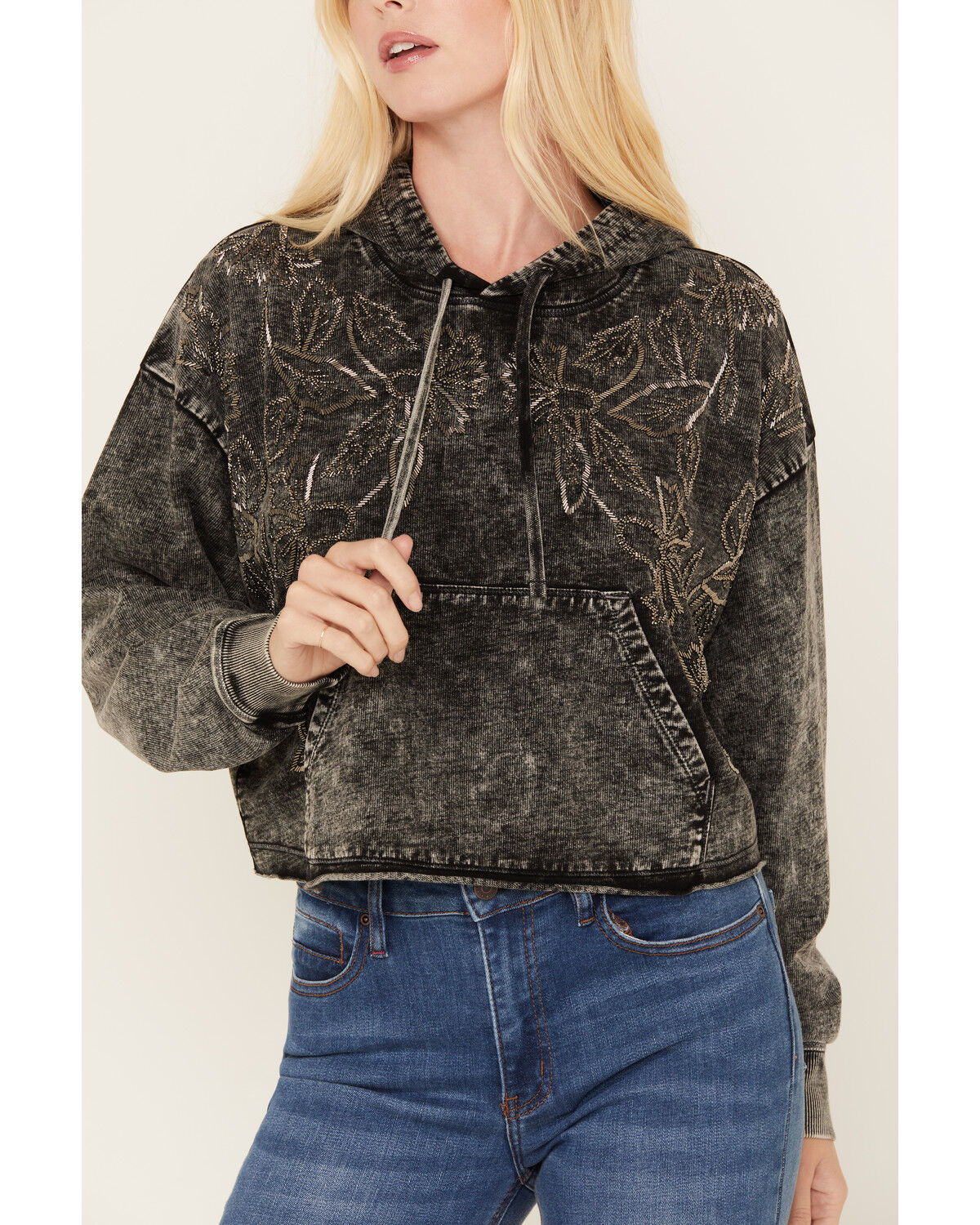 Image #2 - Idyllwind Women's Jensen Embroidered Hoodie, Charcoal, hi-res