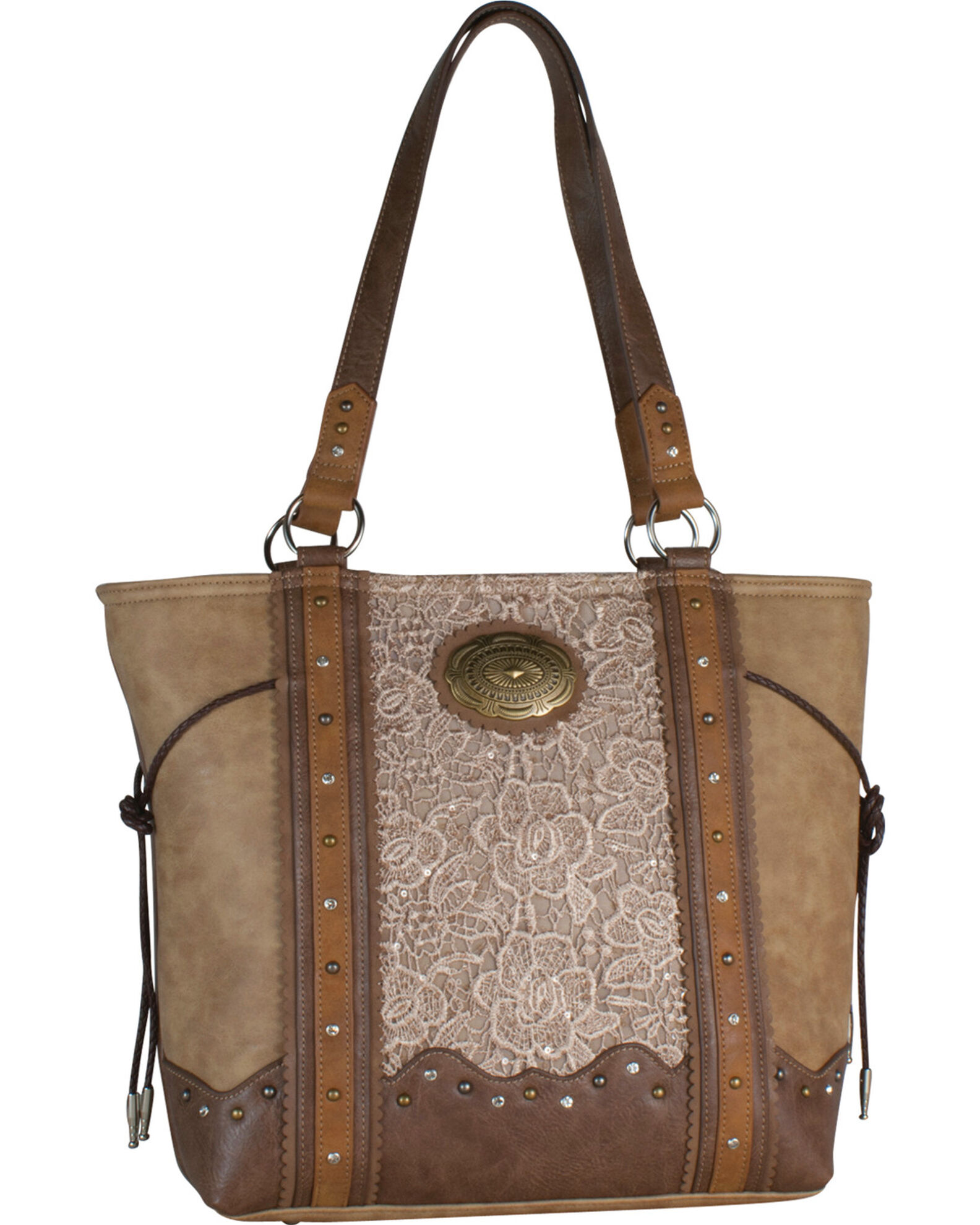 Justin Women s Tan Lace Inlay Concealed Carry Tote Country Outfitter