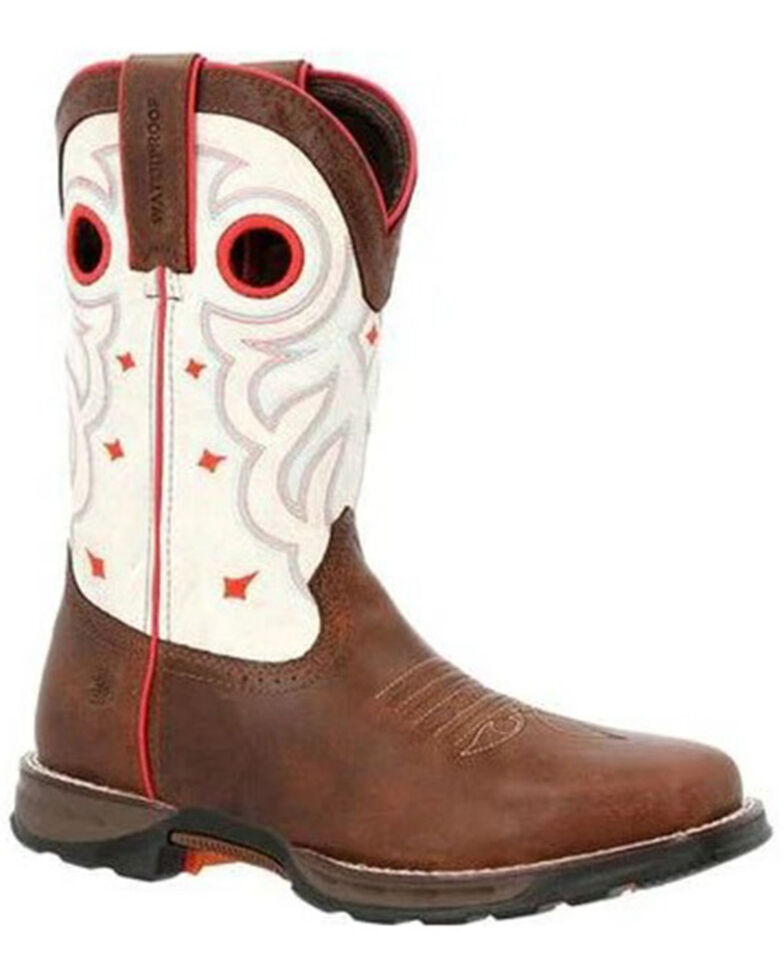 Durango Women's Maverick Waterproof Western Work Boots - Steel Toe, Brown, hi-res