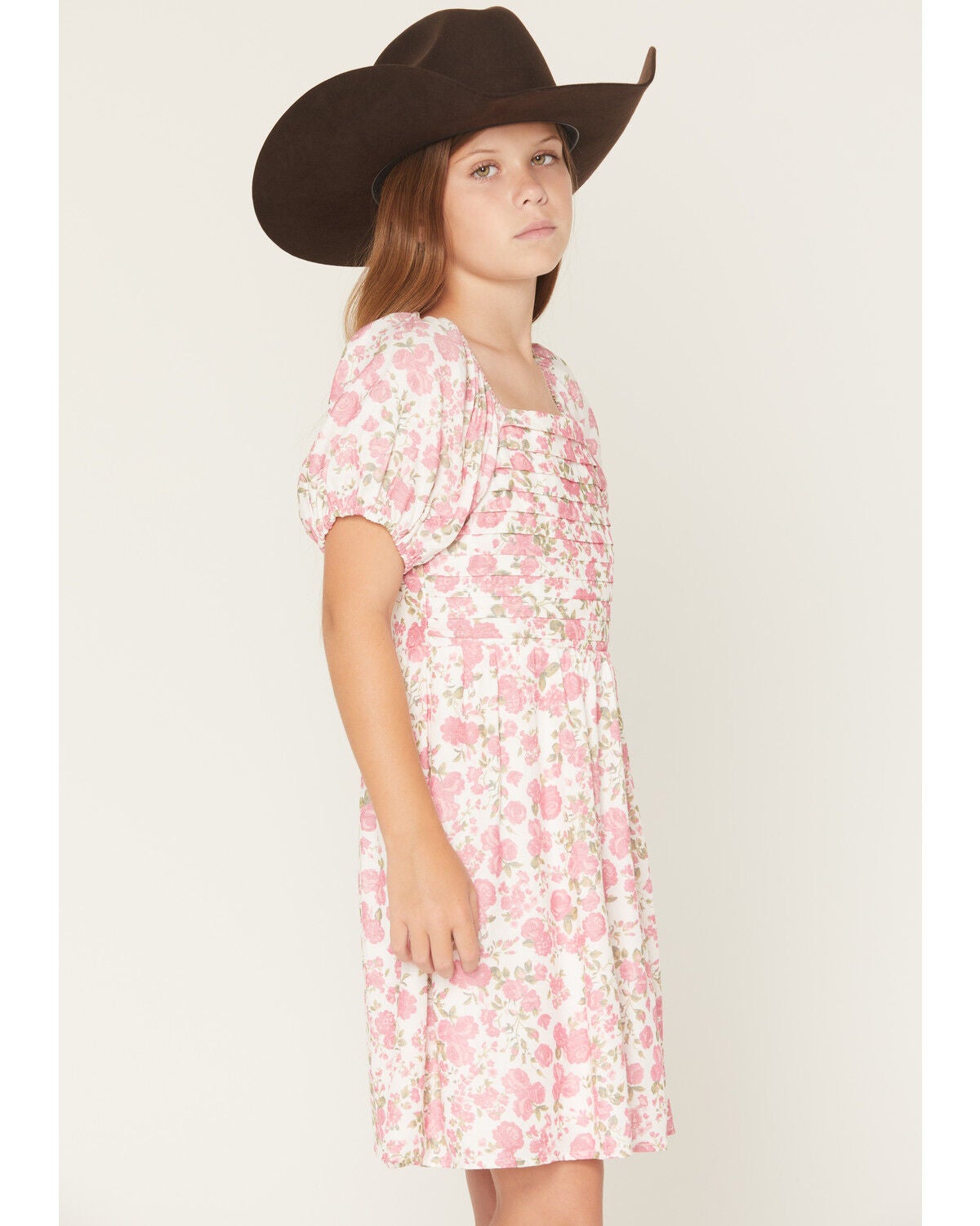 Image #2 - Trixxi Little Girls' Floral Print Puff Sleeve Midi Dress, , hi-res