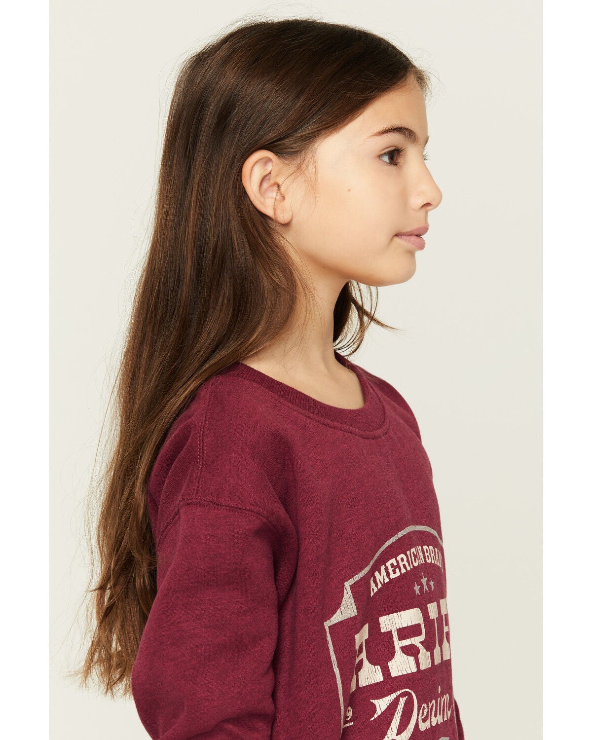 Image #2 - Ariat Girls' Emblem Sweatshirt, Maroon, hi-res