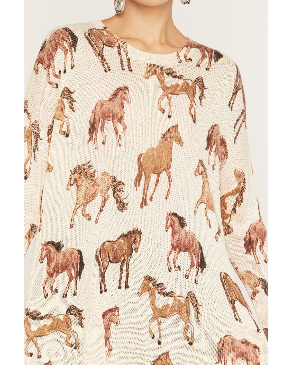 Image #3 - Show Me Your Mumu Women's Running Horse Sweater, Cream, hi-res