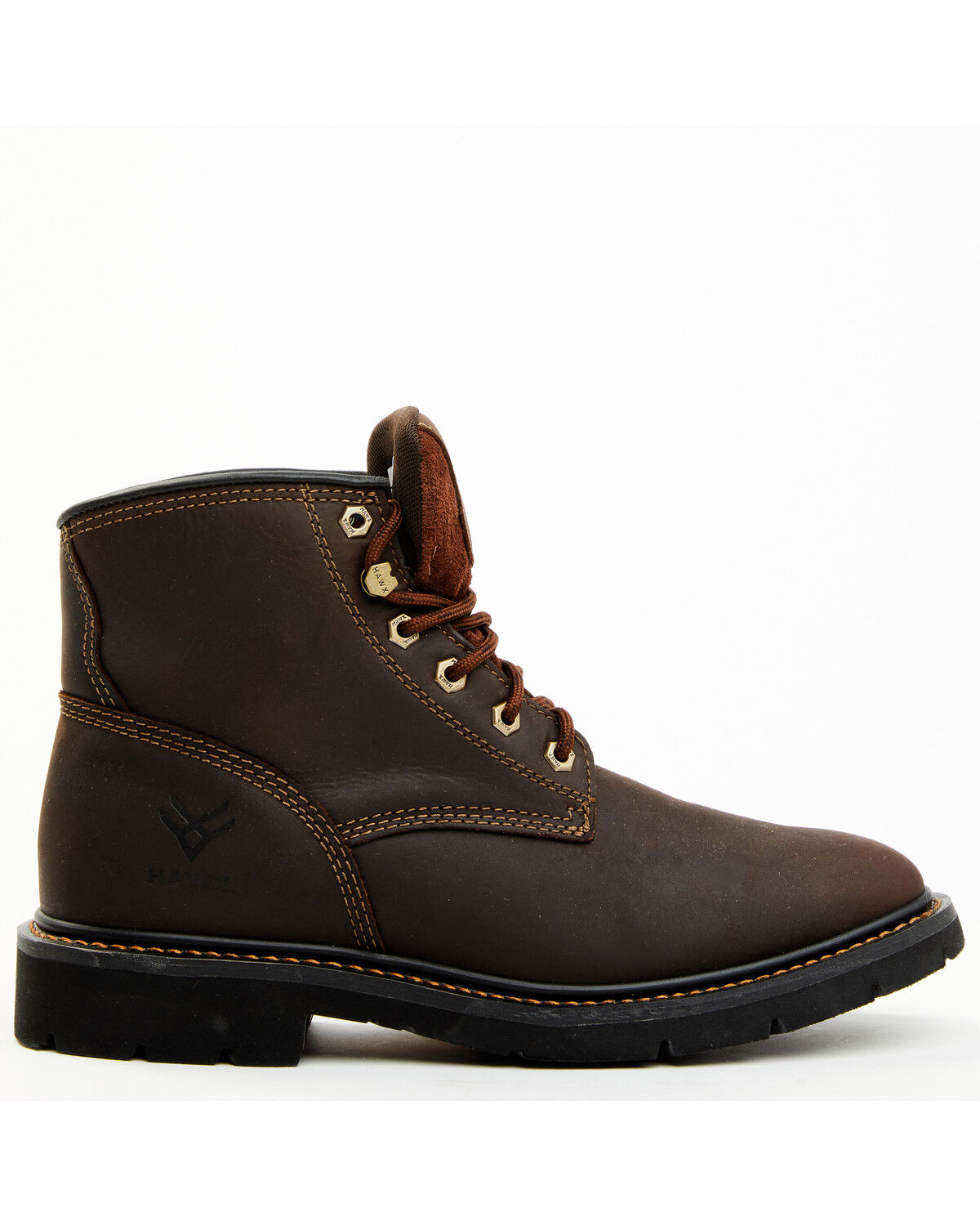 Image #2 - Hawx Men's Oily Crazy Horse 6" Lace-Up Soft Work Boots - Round Toe, Brown, hi-res
